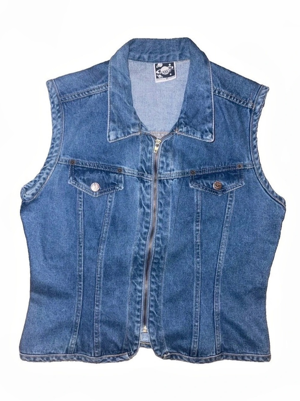 Vintage 80s 90s Planet X Denim Vest Blue Size XL Made in USA